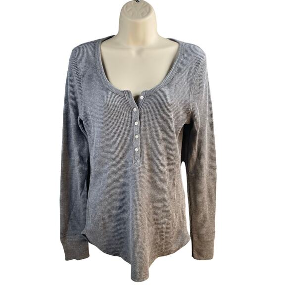 Vintage Y2k Abercombie & Fitch Top Women Waffle Knit Thermal Henley Preppy - Picture 1 of 11